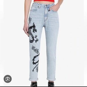 Disney Mulan Mushu Mom‎ Jeans Hot Topic Dragon size 11